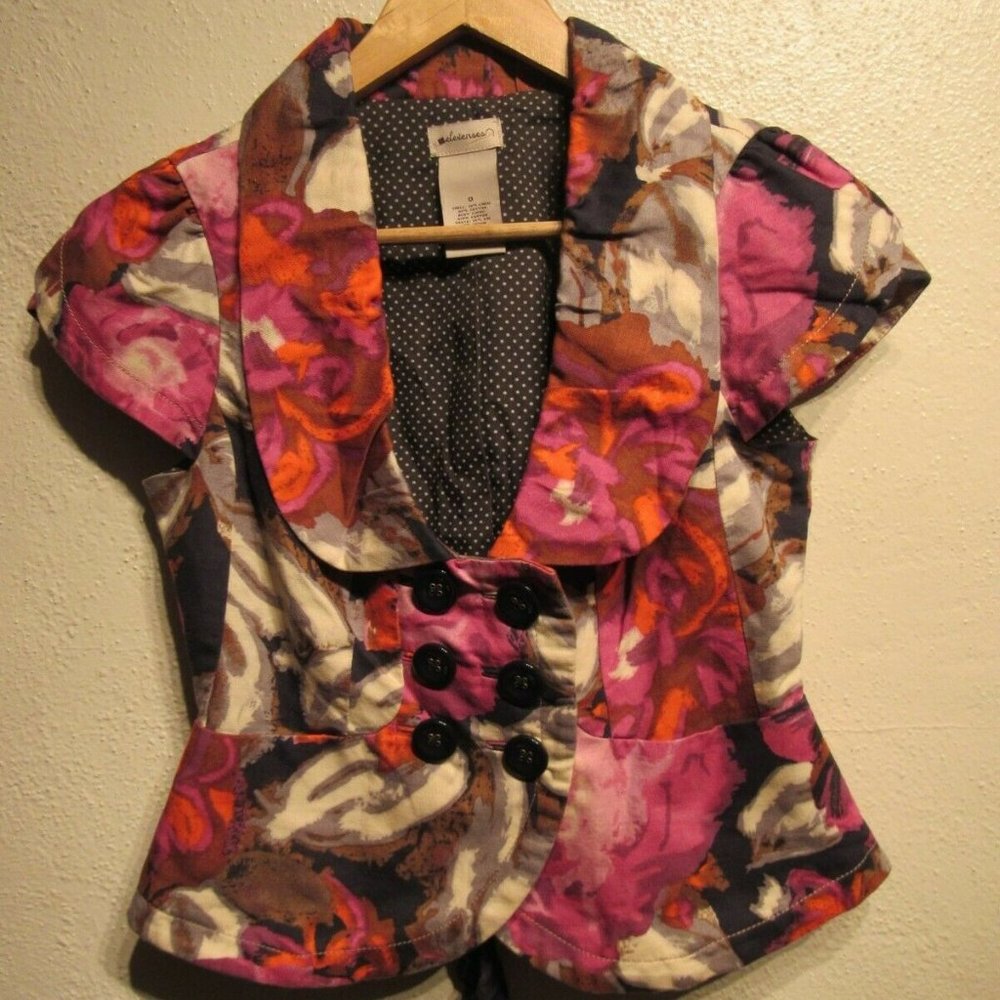 Anthropologie Elevenses Floral Short Sleeve Blazer Jacket Women's Size 0 - Picture 7 of 12